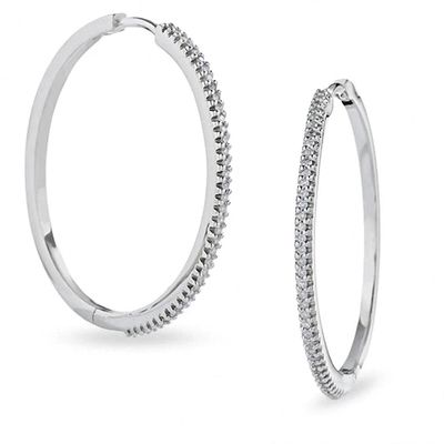 Previously Owned - 1/4 CT. T.w. Diamond Hoop Earrings in 10K White Gold