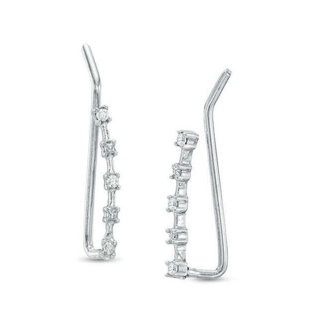 Previously Owned - Diamond Accent Curved Line Crawler Earrings in 10K White Gold