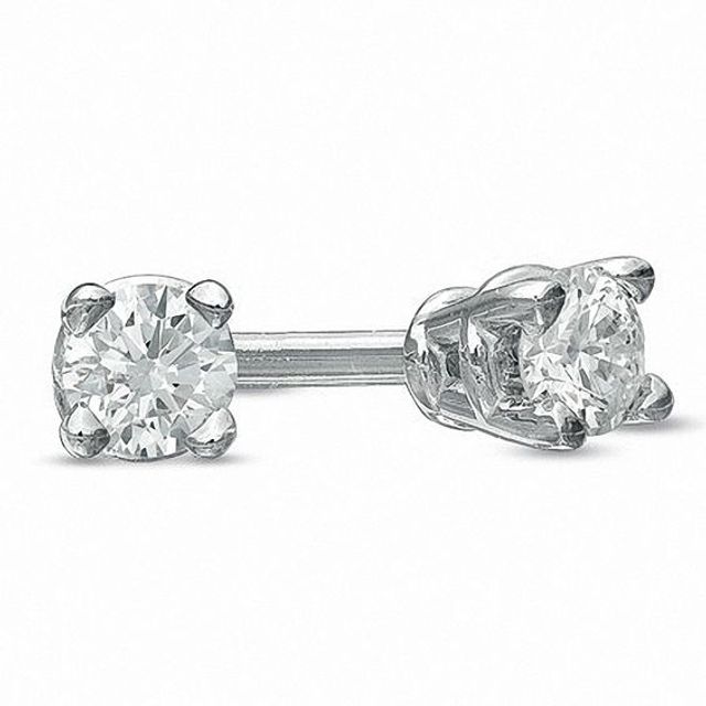 Previously Owned - 1/10 CT. T.w. Diamond Solitaire Stud Earrings in 14K White Gold (I-J/I2-I3)