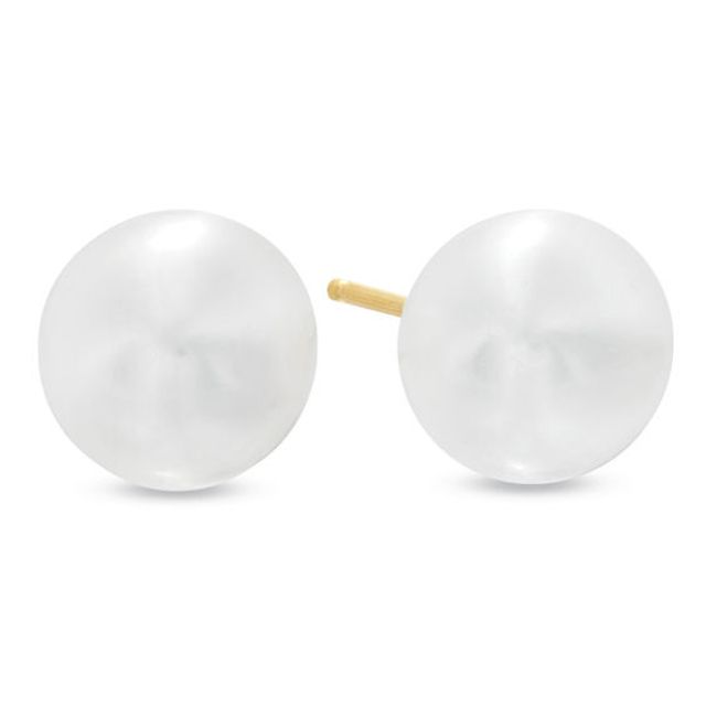 Previously Owned-7.0-7.5mm Freshwater Cultured Pearl Stud Earrings in 14K Gold