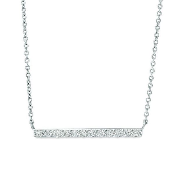 Previously Owned - 1/4 CT. T.w. Diamond Bar Necklace in 10K White Gold - 16"
