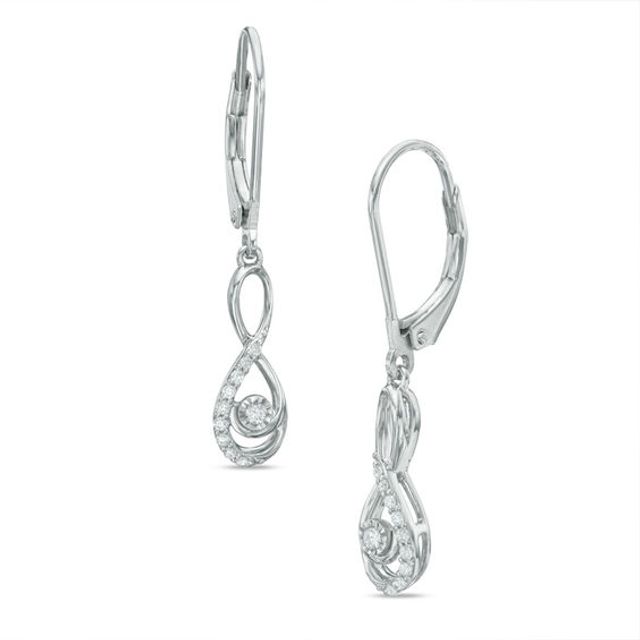 Previously Owned - 1/10 CT. T.w. Diamond Infinity Drop Earrings in 10K White Gold