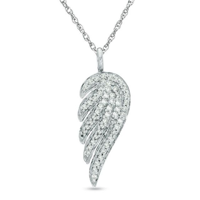 Previously Owned - 1/3 CT. T.w. Diamond Single Wing Pendant in 14K White Gold