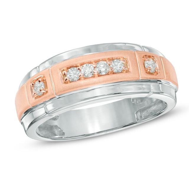 Previously Owned Men's 1/4 CT. T.w. Diamond Anniversary Band in 10K Two-Tone Gold