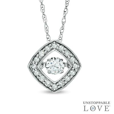 Previously Owned - 1/3 CT. T.w. Diamond Linear Three Stone Pendant in 10K White Gold