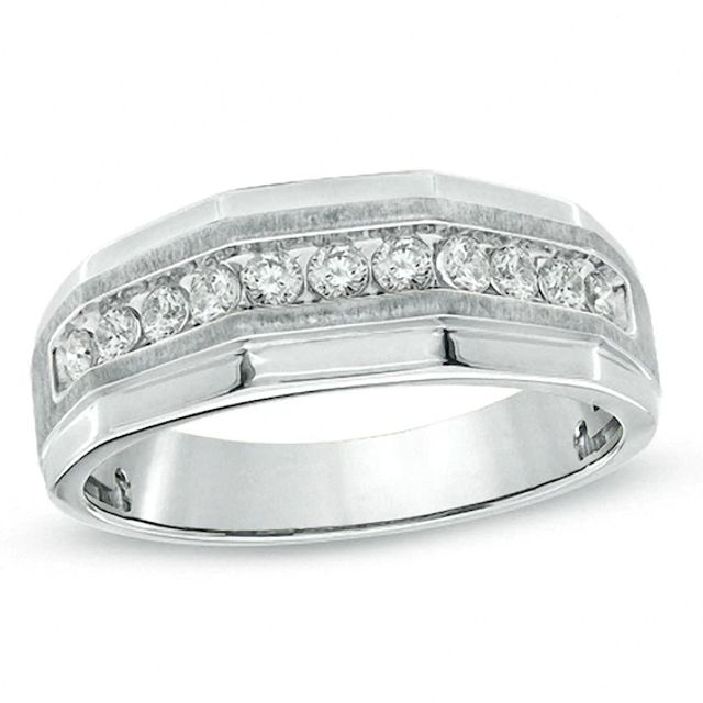 Previously Owned - Men's 5/8 CT. T.w. Diamond Satin Wedding Band in 10K White Gold