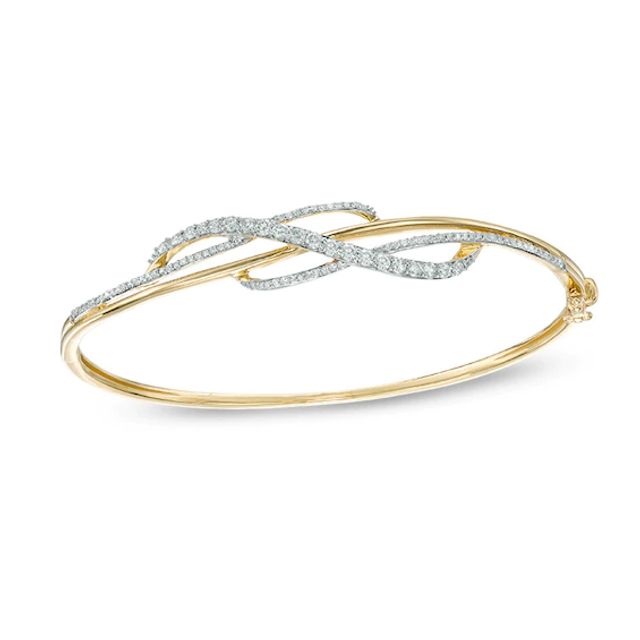 Previously Owned - 1 CT. T.w. Diamond Crossover Bangle in 10K Gold