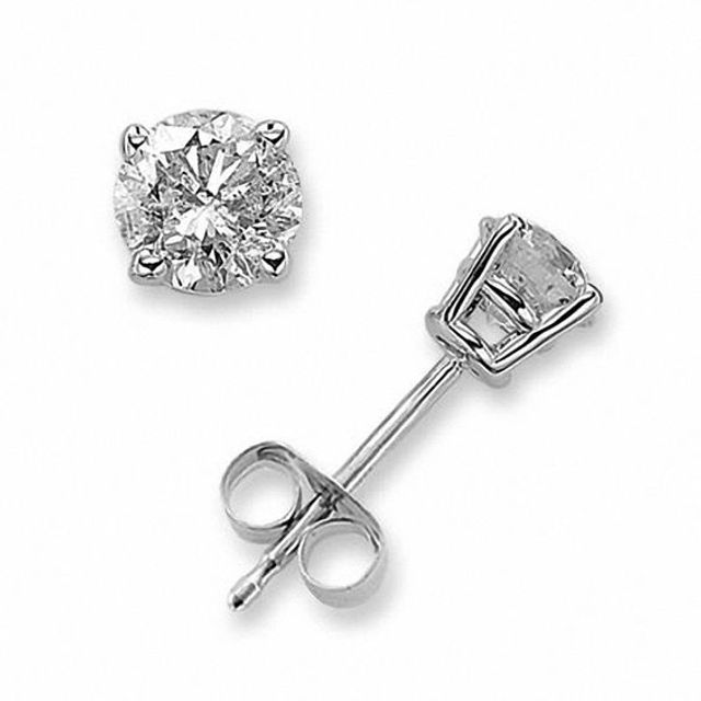 Previously Owned - 3/4 CT. T.w. Diamond Solitaire Stud Earrings in 14K White Gold