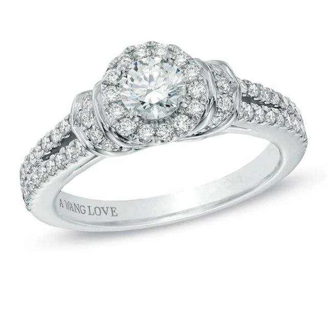 Previously Owned - Vera Wang Love Collection 3/4 CT. T.w. Diamond Collar Engagement Ring in 14K White Gold