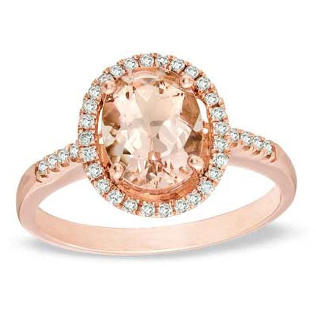 Previously Owned - Oval Morganite and 1/5 CT. T.w. Diamond Frame Ring in 10K Rose Gold