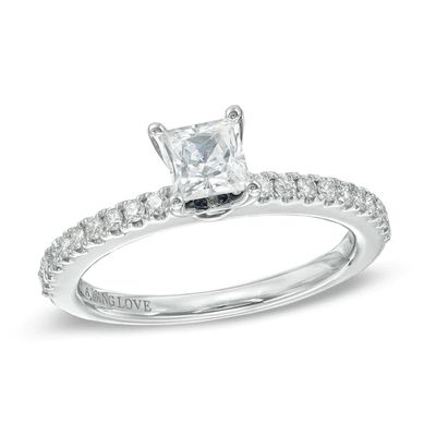 Previously Owned - Vera Wang Love Collection 5/8 CT. T.w. Princess-Cut Diamond Engagement Ring in 14K White Gold