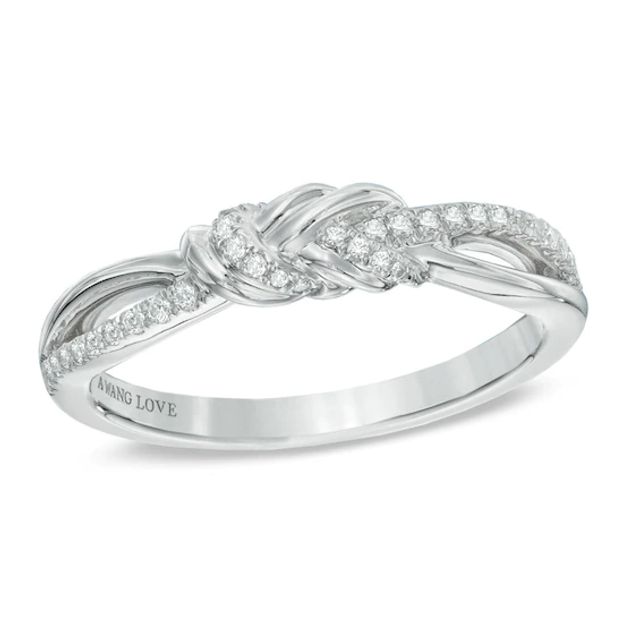 Previously Owned - Vera Wang Love Collection 1/6 CT. T.w. Diamond Knot Ring in 14K White Gold