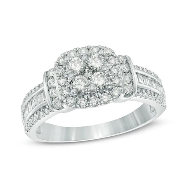 Previously Owned - 1 CT. T.w. Diamond Composite Frame Engagement Ring in 10K White Gold