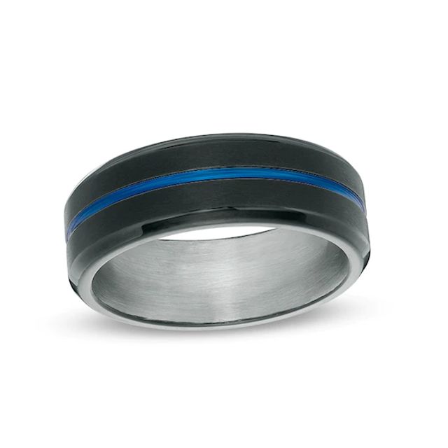 Previously Owned - Men's 8.0mm Two-Tone Wedding Band in IP Stainless Steel