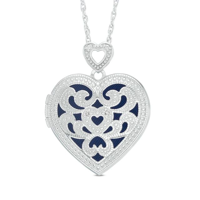 Previously Owned - Diamond Accent Filigree Heart Locket in Sterling Silver
