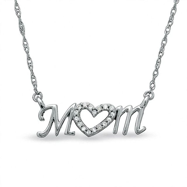 Previously Owned - Diamond Accent Mom Heart Necklace in Sterling Silver