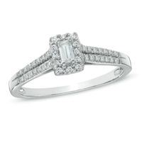 Previously Owned - 1/5 CT. T.w. Baguette Diamond Frame Promise Ring in 10K White Gold