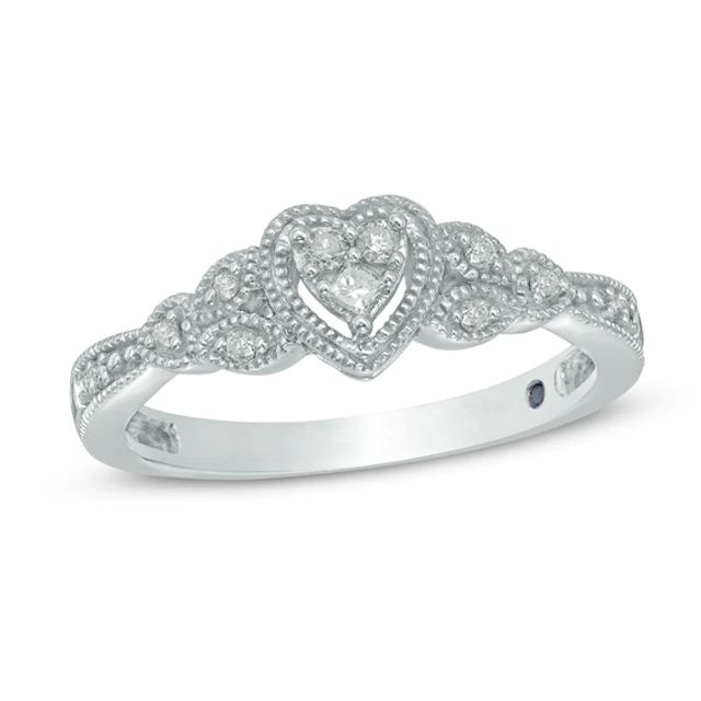Previously Owned - Cherished Promise Collectionâ¢ 1/10 CT. T.w. Diamond Heart Promise Ring in 10K White Gold