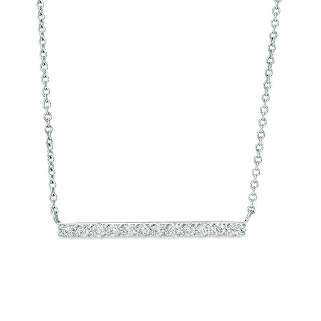 Previously Owned - 1/4 CT. T.w. Diamond Horizontal Bar Necklace in 10K White Gold - 16.87"