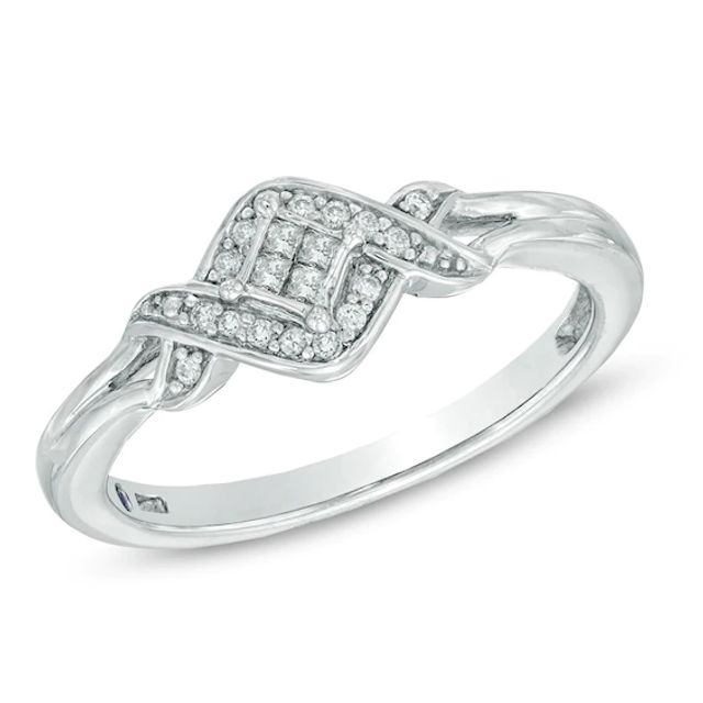 Previously Owned - Cherished Promise Collectionâ¢ 1/10 CT. T.w. Princess-Cut Diamond Accent Ring in Sterling Silver