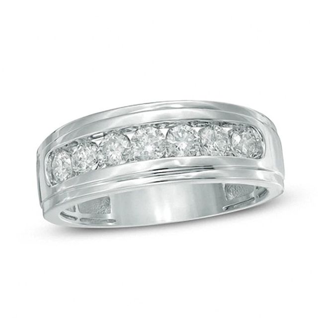 Previously Owned - 3/4 CT. T.w. Diamond Seven Stone Step Edge Anniversary Band in 10K White Gold
