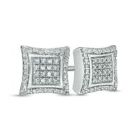 Previously Owned - 1/4 CT. T.w. Composite Diamond Concave Square Frame Stud Earrings in Sterling Silver