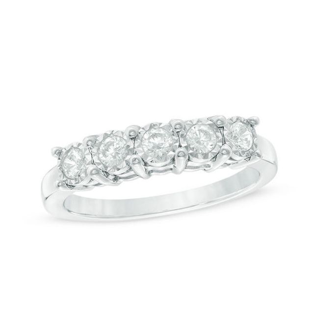 Previously Owned - 1/3 CT. T.w. Diamond Five Stone Anniversary Band in 10K White Gold