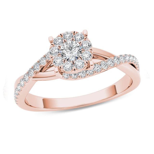 Previously Owned - 1/2 CT. T.w. Diamond Bypass Engagement Ring in 14K Rose Gold