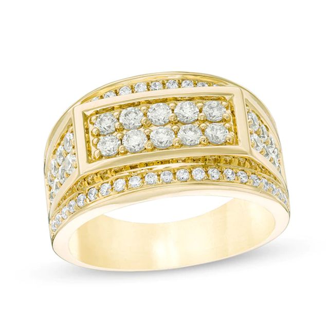 Previously Owned - Men's 1-1/2 CT. T.w. Composite Diamond Rectangle Top Ring in 10K Gold