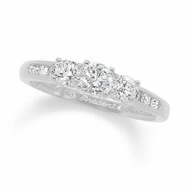 Previously Owned - 1/2 CT. T.w. Diamond Past Present FutureÂ® Engagement Ring in 14K White Gold