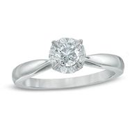 Previously Owned - 3/8 CT. T.w. Diamond Frame Engagement Ring in 14K White Gold