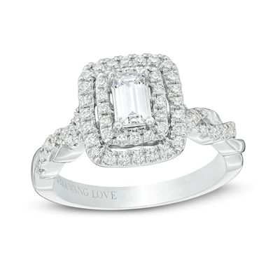 Previously Owned - Vera Wang Love Collection 1 CT. T.w. Diamond Double Frame Engagement Ring in 14K White Gold