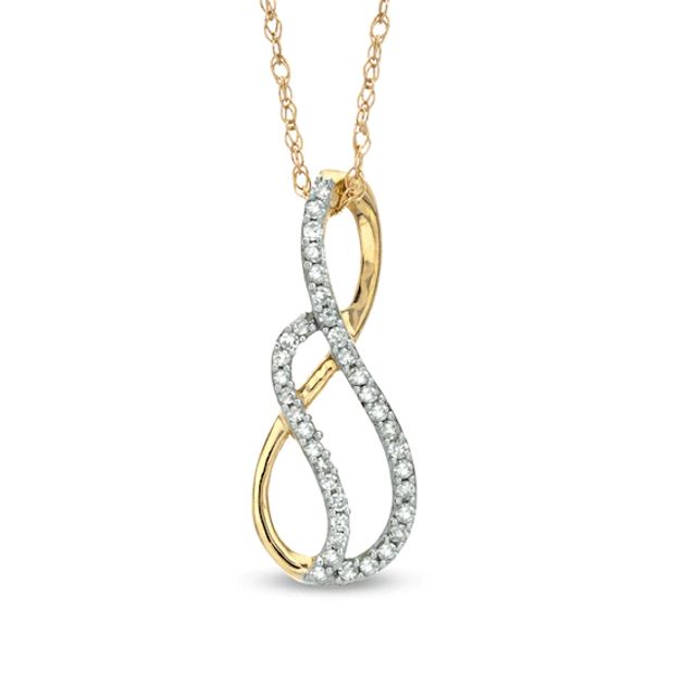 Previously Owned - 1/10 CT. T.w. Diamond Swirl Infinity Loop Pendant in 10K Gold