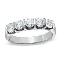 Previously Owned - 1 CT. T.w. Diamond Bar-Set Five Stone Bar Band in 14K White Gold