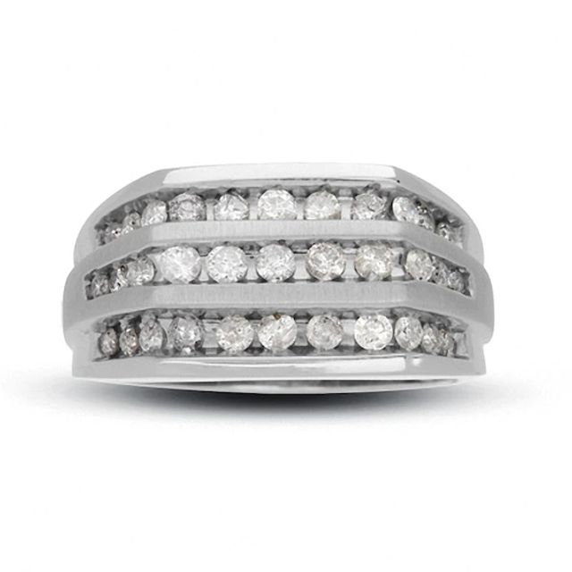 Previously Owned - Men's 1 CT. T.w. Diamond Triple Row Ring in 10K White Gold