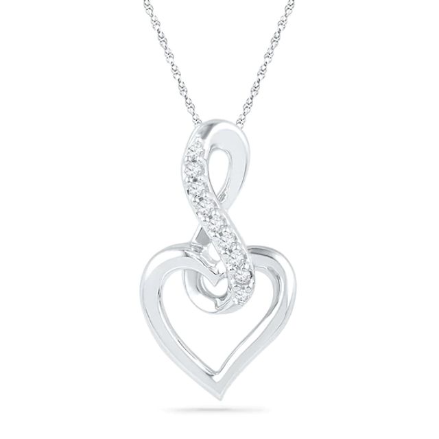 Previously Owned - Diamond Accent Infinity Symbol with Heart Pendant in 10K White Gold