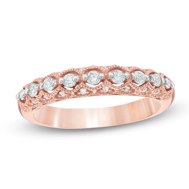 Previously Owned - 1/4 CT. T.w. Diamond Vintage-Style Anniversary Band in 10K Rose Gold