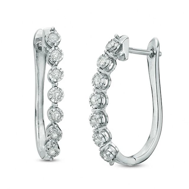 Previously Owned - 1/4 CT. T.w. Diamond Linear Earrings in 10K White Gold