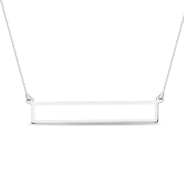 Previously Owned - Rectangular Outline Bar Necklace in 14K White Gold