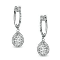 Previously Owned - 1/2 CT. T.w. Diamond Teardrop-Shaped Cluster Earrings in 10K White Gold