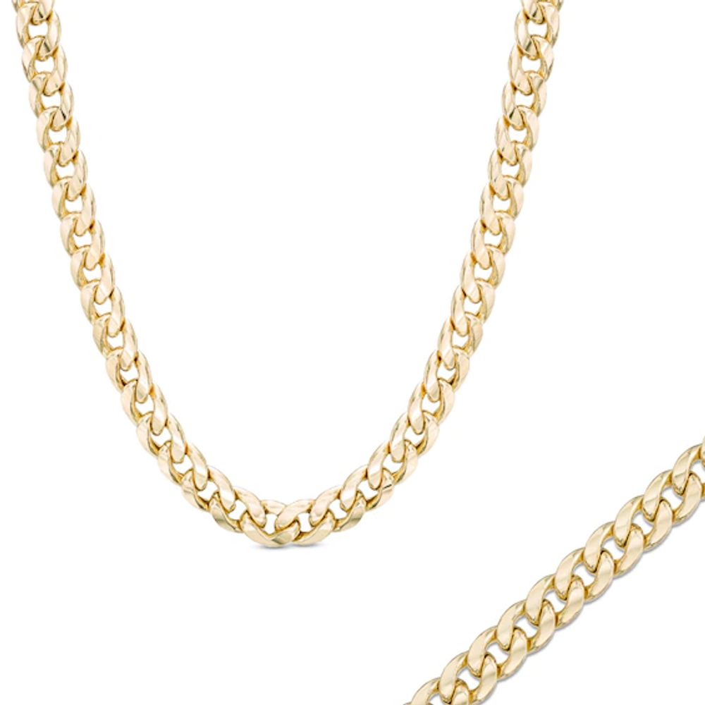 Previously Owned - 10K Gold 6.7mm Light Curb Chain Bracelet and Necklace Set