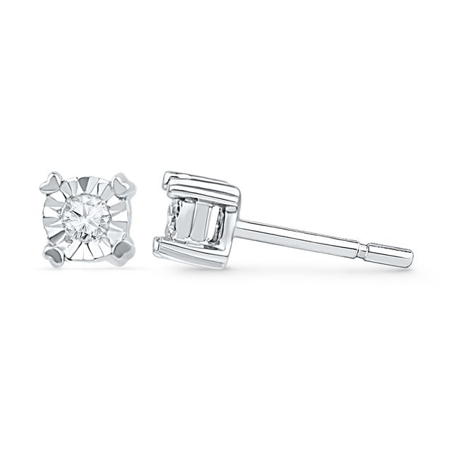 Previously Owned - 1/20 CT. T.w. Diamond Solitaire Stud Earrings in 10K White Gold