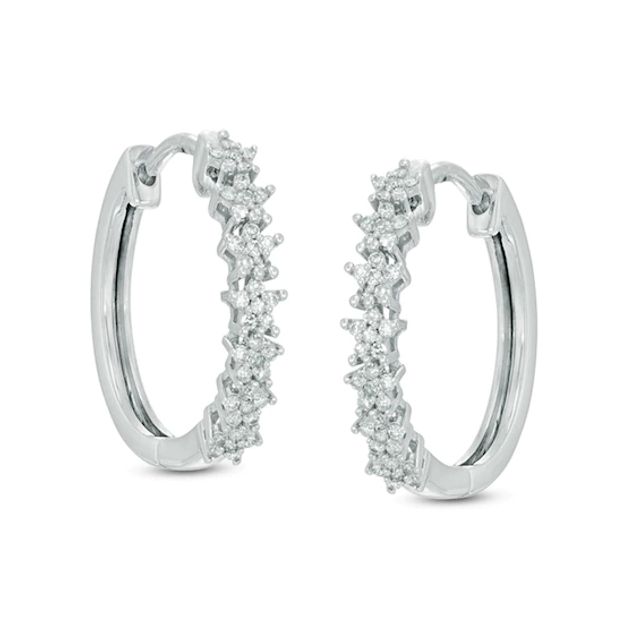 Previously Owned - 1/4 CT. T.w. Diamond Star Hoop Earrings in 10K White Gold