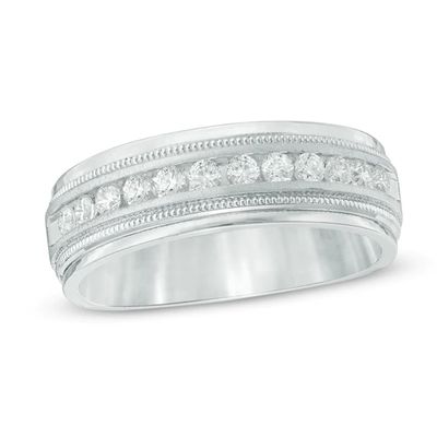 Previously Owned - 1/2 CT. T.w. Diamond Milgrain Anniversary Band in 14K White Gold
