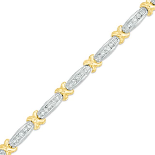 Previously Owned - 1 CT. T.w. Diamond "X" Bracelet in 10K White Gold