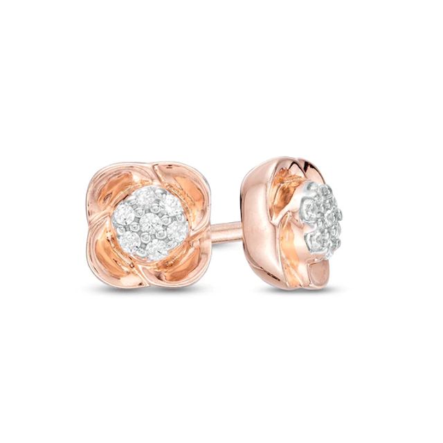 Previously Owned - 1/20 CT. T.w. Composite Diamond Poppy Flower Stud Earrings in 10K Rose Gold