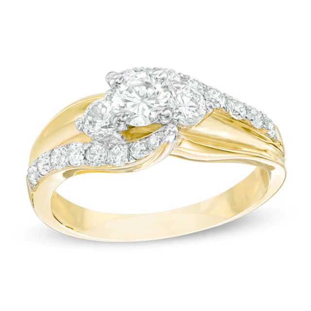 Previously Owned - 1 CT. T.w. Diamond Bypass Past Present FutureÂ® Engagement Ring in 14K Gold