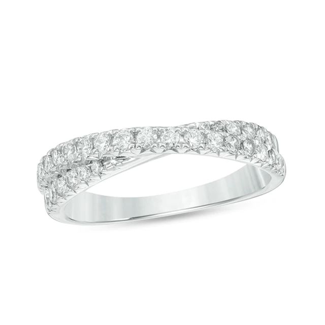 Previously Owned - 1/2 CT. T.w. Diamond Crossover Anniversary Band in 14K White Gold