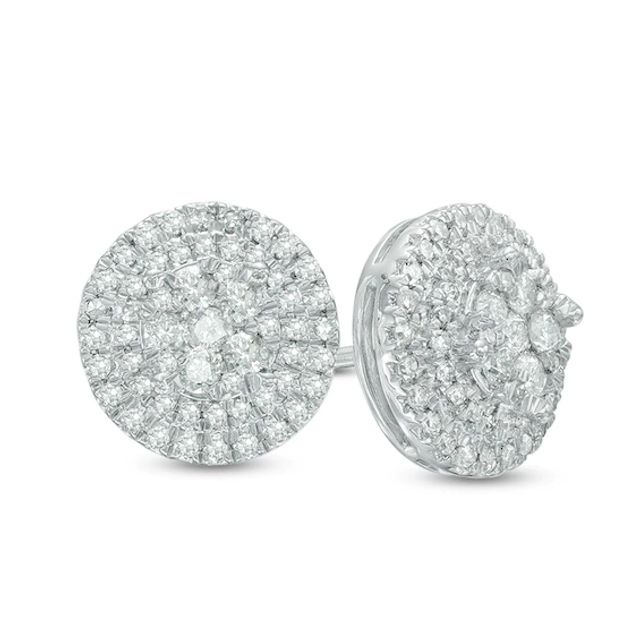 Previously Owned - 1/2 CT. T.w. Diamond Composite Frame Stud Earrings in 10K White Gold