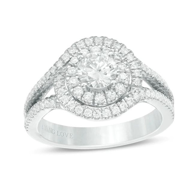 Previously Owned - Vera Wang Love Collection 1 CT. T.w. Diamond Split Shank Engagement Ring in 14K White Gold